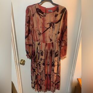 Vintage Autumn Hues Long Sleeve Dress